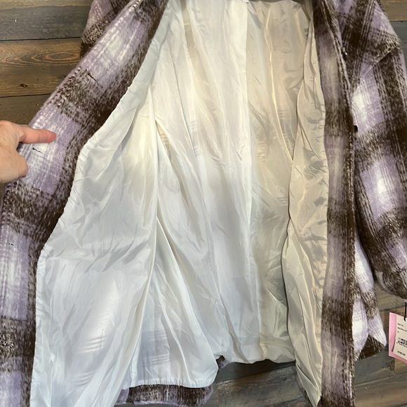 New Avec Les Fills Plaid Shirt Jacket Size Small in Brown/Lavender - Picture 9 of 16